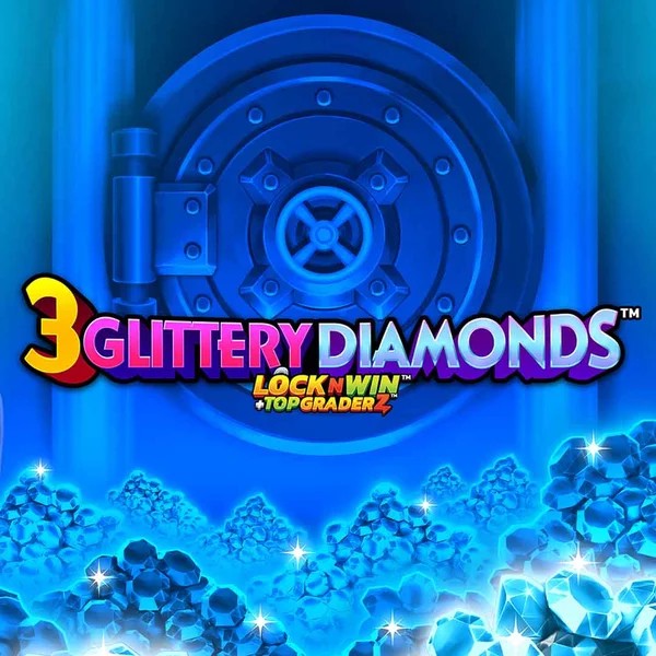 3 Glittery Diamonds slot logo by PearFiction Studios at Unibet Casino